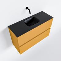 MONDIAZ ADA 80cm toiletmeubel ocher. LEX wastafel urban midden zonder kraangat - thumbnail