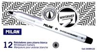 Markeerstiften Milan Whiteboard 12 Stuks Zwart PVC - thumbnail