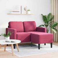 2-zitsbank met chaise L-vorm wijnrood 125 cm fluweel - thumbnail