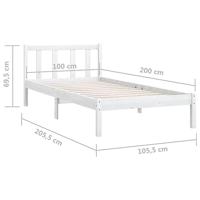 Bedframe massief grenenhout wit 100x200 cm - thumbnail