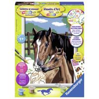Ravensburger Schilderen op nummer Merrie met haar veulen - thumbnail