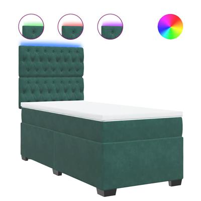 Boxspring met matras fluweel donkergroen 80x200 cm