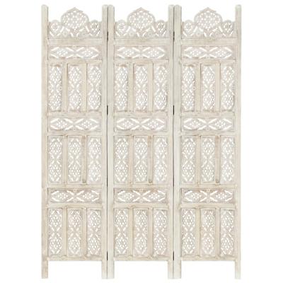 vidaXL Kamerscherm met 3 panelen handgesneden 120x165 cm mangohout wit vidaXL Kamerscherm met 3 panelen handgesneden 120x165 cm mangohout wit