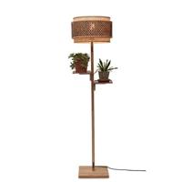 GOOD&MOJO Vloerlamp 'Bhutan' Met 2 plankjes, Bamboe, 160cm, kleur Naturel - thumbnail
