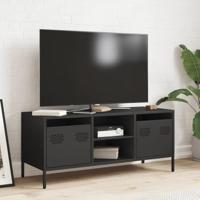 Tv-meubel 101,5x39x43,5 cm koudgewalst staal zwart - thumbnail