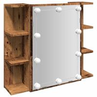 Spiegelkast met LED-verlichting 70x16,5x60 cm oud houtkleurig - thumbnail