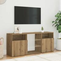 Tv-meubel met LED 120x30x50 cm bewerkt hout artisanaal eiken - thumbnail