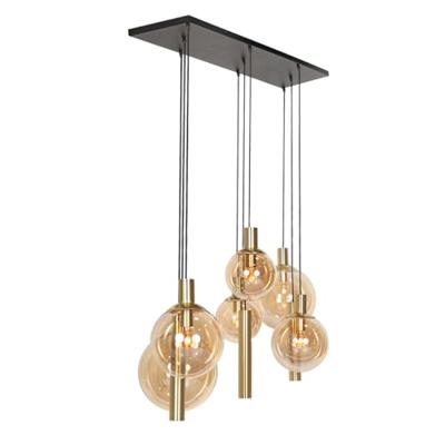 Steinhauer Eettafel hanglampBollique goud met amberglas - 3799ME