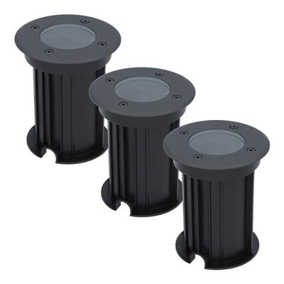 Set van 3 Maisy LED Grondspots Rond - Dimbaar - GU10 fitting - Rond - Ø12cm - Tuinspot - Oprit - Zwart - IP67 waterdicht