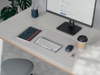 Leitz bureauonderlegger en muismat, lederlook, ft 80 x 40 cm, lichtgrijs - thumbnail