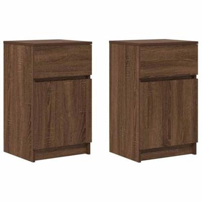 Nachtkastjes 2 st 39x35x65 cm bewerkt hout bruin eikenkleur Nachtkastjes 2 st 39x35x65 cm bewerkt hout bruin eikenkleur