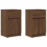 Nachtkastjes 2 st 39x35x65 cm bewerkt hout bruin eikenkleur - thumbnail