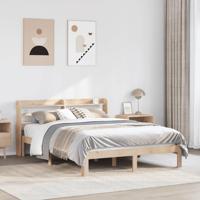 Bedframe met hoofdbord massief grenenhout 140x190 cm - thumbnail