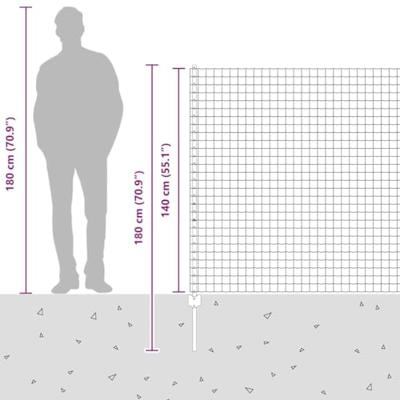 VidaXL Hek met paal grijs 1,4 x 10 m staal en pvc