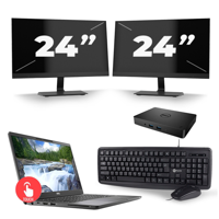 Dell Latitude 7300 - Intel Core i5-8e Generatie - 13 inch - Touch - 16GB RAM - 256GB SSD - Windows 11 Home + 2x 24 inch Monitor - thumbnail