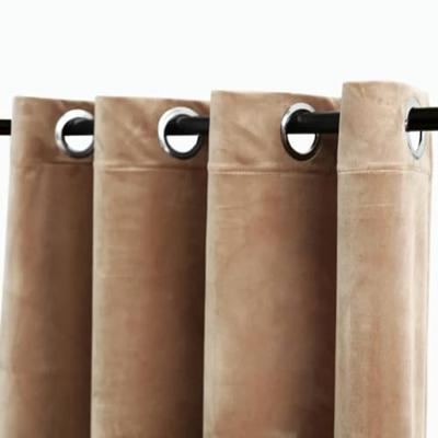 Gordijn verduisterend met ringen 2 st 140x225 cm fluweel beige