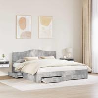 Bedframe met hoofdeinde Beton Grijs 200 x 200 cm Bewerkt hout - thumbnail