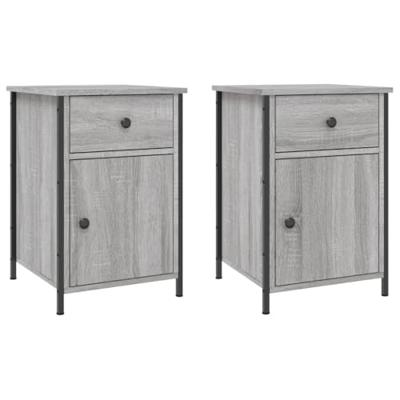 Nachtkastjes 2 st 40x42x60 cm bewerkt hout grijs sonoma eiken