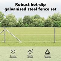 VidaXL Hek met paal zilver 0,8 x 10 m staal - thumbnail