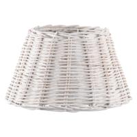 Lampenkap rond schuin | taps | rotan | rieten lampenkap voor tafellamp | lampenkap met E27 fitting | Ø30cm H17cm | wit - thumbnail