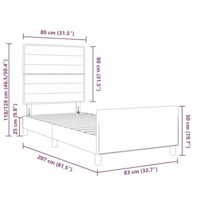 Bedframe met hoofdeinde Taupe 80 x 200 cm Stof