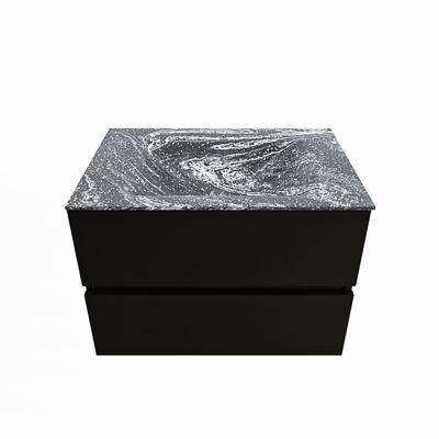 MONDIAZ VICA-DLUX 70cm badmeubel onderkast Urban 2 lades. Inbouw wastafel CLOUD midden zonder kraangat, kleur Lava.