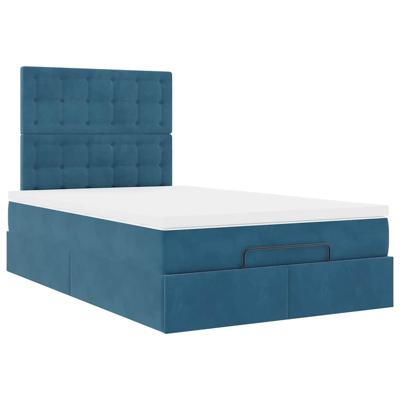 Ottoman bed met matrassen 90x190cm fluweel donkerblauw