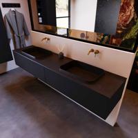 Badkamermeubelset Mondiaz Erin 200 cm met 2 Lades met RIDGE Wastafel Dubbel Urban Zonder Kraangaten Greeploos Mat Urban - thumbnail