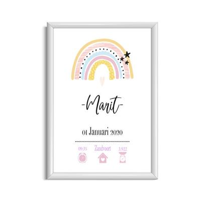 Geboorteposter met regenboog