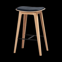 Nordic Bar Stool - Oak with stitches - thumbnail