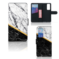 OPPO Find X3 Neo 5G | Bookcase | Marmer Wit Zwart - Origineel Cadeau Man - thumbnail