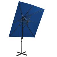 VidaXL Zweefparasol met dubbel dak 250x250 cm azuurblauw - thumbnail