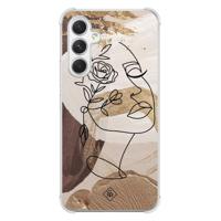 Samsung Galaxy A15 shockproof hoesje - Abstract gezicht bruin - thumbnail