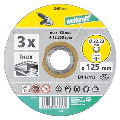 Wolfcraft Slijpschijven | Voor edelstaal | Extra dun | Ø125mm | 3 stuks - 8461000 Wolfcraft Slijpschijven | Voor edelstaal | Extra dun | Ø125mm | 3 stuks - 8461000