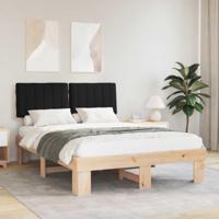 Bedframe met Gevoerd Hoofdgedeelte Zwart 140 x 190 cm - thumbnail