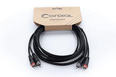 Cordial 14837 Jackplug / Cinch Audio Aansluitkabel [2x Cinch-stekker - 2x Cinch-stekker] 3 m Zwart PVC-mantel, Tweelingkabel