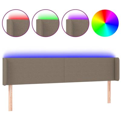 Hoofdbord LED 203x16x78/88 cm stof taupe