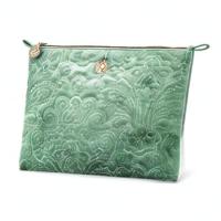 Pip Studio Pip Cosmetic Flat Pouch Large Velvet Quilted Green 30x22x1cm - thumbnail