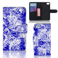 Telefoonhoesje met Naam iPhone 7 | 8 | SE (2020) | SE (2022) Angel Skull Blauw - thumbnail