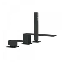 Badrand Mengkraan Tres Cuadro met Handdouche 18x6.2 cm Vierkant Mat Zwart Tres - thumbnail