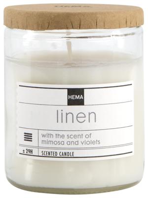 HEMA Geurkaars in glas Ø6.5 linen (wit)