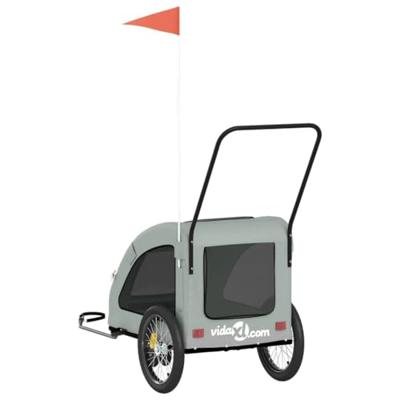 Hondenfietstrailer oxford stof en ijzer grijs - thumbnail