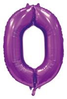 Paarse Cijferballon '0' (86cm) - thumbnail