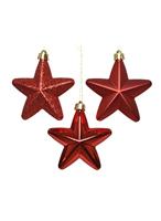 Kersthanger Ster rood dia7cm 6-dlg - thumbnail