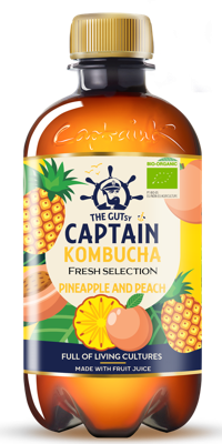 The Gutsy Captain Kombucha Pineapple & Peach 400 ml bij Jumbo