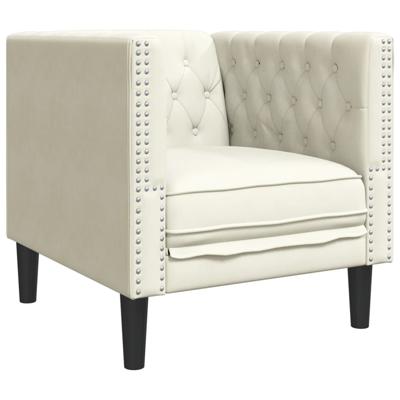 3-delige Loungeset Chesterfield-stijl kunstleer crèmekleurig - thumbnail