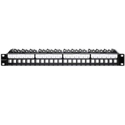 Qoltec 54516 Patchpaneel voor 19'' rack | 24 poorten | 1U | UTP | Zwart