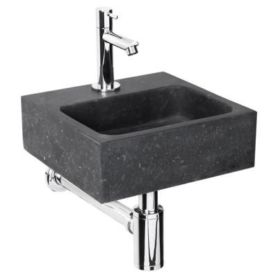 Differnz Square fonteinset natuursteen kraan recht chroom 27.5 x 27 x 9 cm