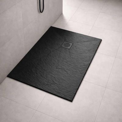 Douchebak BWS Stonelle Antislip Composiet 80x140x3 cm Inkortbaar Mat Zwart