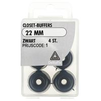 Closet-buffers 22mm zwart 4st Deltafix - Deltafix - thumbnail
